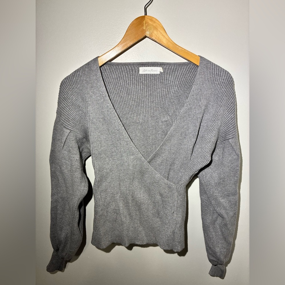 All in Favor Charcoal V-Neck Sweater